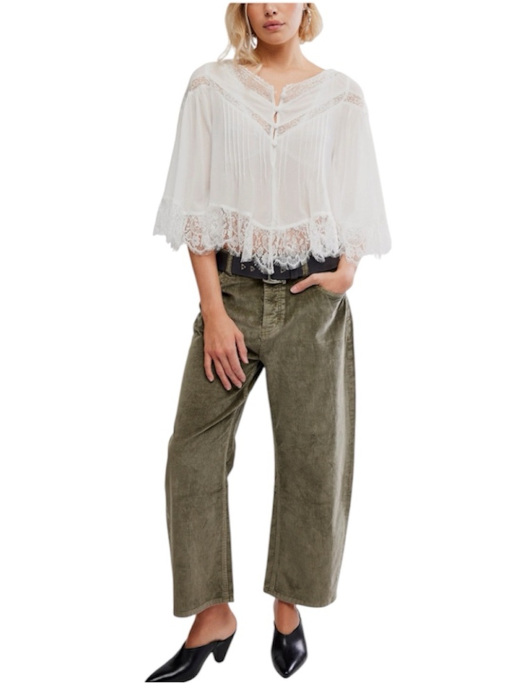 Free People Women's Bali Midnight Rain V-Neck Top, Size MEDIUM - Picture 8 of 15